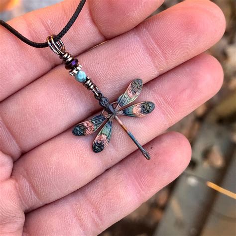 Dragonfly Necklace Copper Dragonfly Pendant 7th Anniversary T