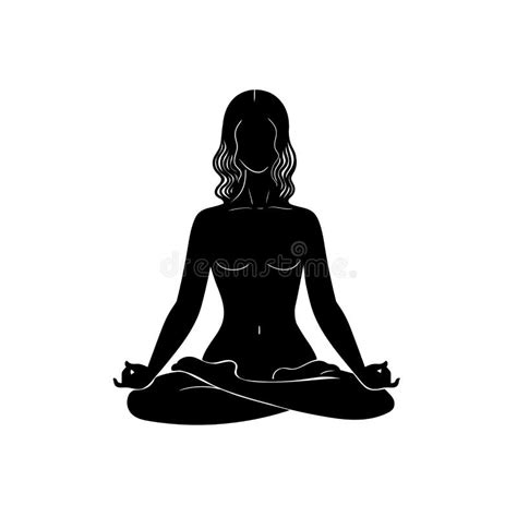 Black Isolated Silhouette Of Woman In Lotus Position On White