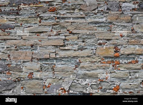 Old Stone Layered Wall Stock Photo Alamy