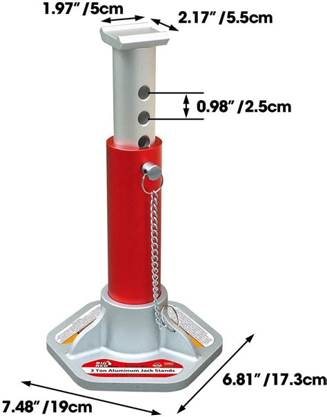 BIG RED T43004 Torin Aluminum Jack Stands 3 Ton 6 000 Lb Red Silver