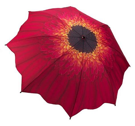 Red Daisy Floral Stick Umbrella Fancy Umbrella Ladies Umbrella Stick Umbrella