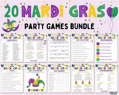 Mardi Gras Games Bundle Mardi Gras Party Games Fun - Etsy