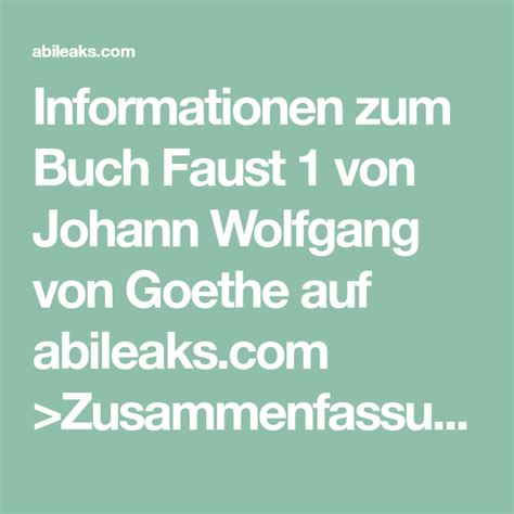 Johann Wolfgang Von Goethe Faust Inhaltsangabe