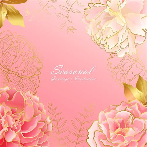 Premium Vector Light Pink Peony Flowers Square Card