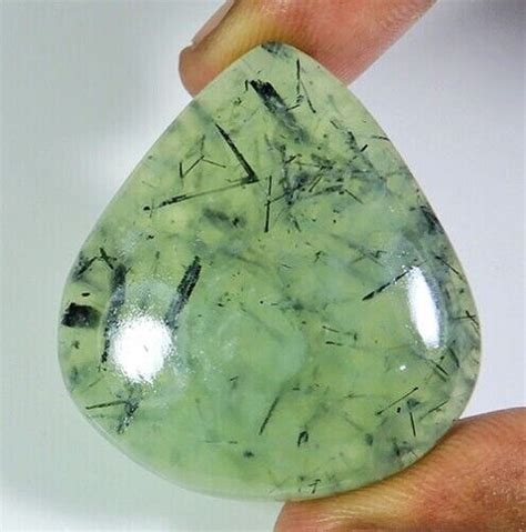 Cts Natural Prehnite Rutile Pear Cabochon Loose Gemstone X X Mm