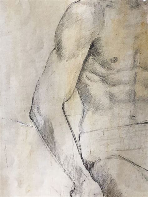 Original August Mosca Drawing Signed And Dated 1962 Semi Nude Man