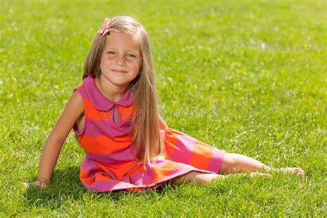 Cute Little Girl On The Grass Stock Photo Image Of Children Carefree