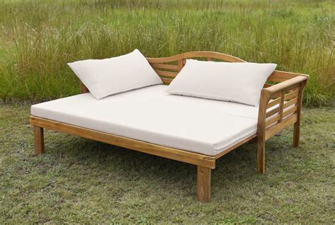 Canap Lit De Jardin Places En Acacia Massif Et Toile Crue Almeria