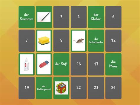 Schulsachen Memory Game Matching Pairs