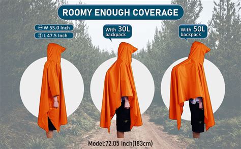 Multifunctional Mens Womens Rain Poncho Waterproof Outdoor