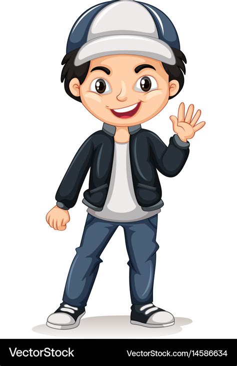 Little Boy Waving Hello Royalty Free Vector Image