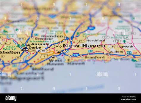 New Haven Connecticut Usa And Surrounding Areas Shown On A Road Map Or