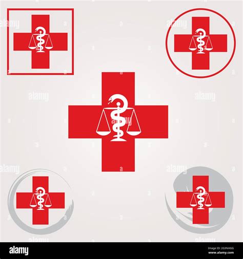 Set of Swiss Pharmacy Icons with Caduceus Symbol in Red Colors - Swiss Cross Symbol Stock Vector ...