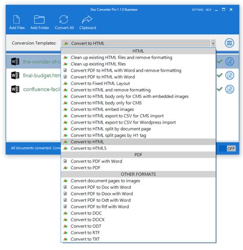 Guide to the templates that come with Doc Converter Pro - Doc Converter Pro