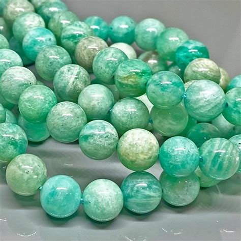 Natural Amazonite Mm Smooth Round Gemstone Beads Strand