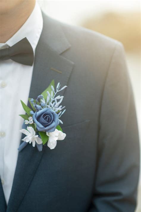 Boutonnieres In Romantic Dusty Blue Artofit