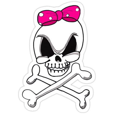 Girls Skull And Crossbones Stickers By Edzemo Redbubble