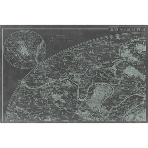 Longshore Tides Map Of Paris Grid I By Vision Studio Wrapped Canvas