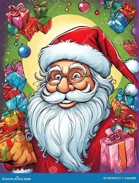 Santa Claus Con Regalos Estilo De Caricatura Navidad Fondo Stock De