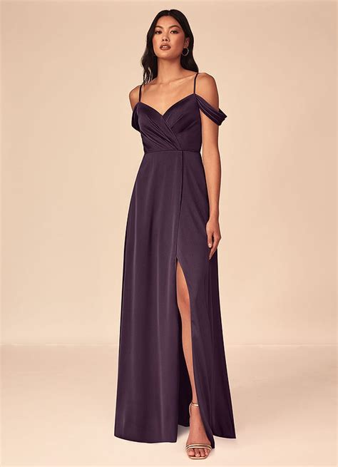 Azazie Ocean Stretch Satin Dress Plum Bridesmaid Dresses Azazie