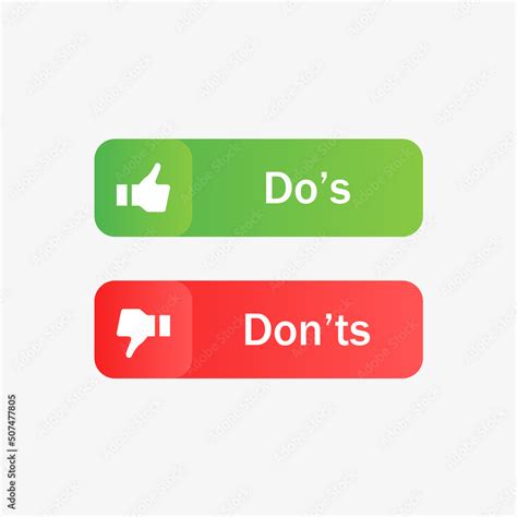 Dos And Donts Icons In Line Frame Thumbs Up Or Thumb Down Label