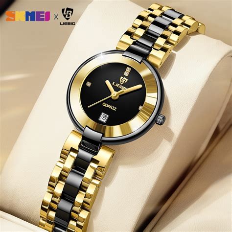 Liebig L Watch For Women Black Gold Luxury Atm Waterproof Quartz