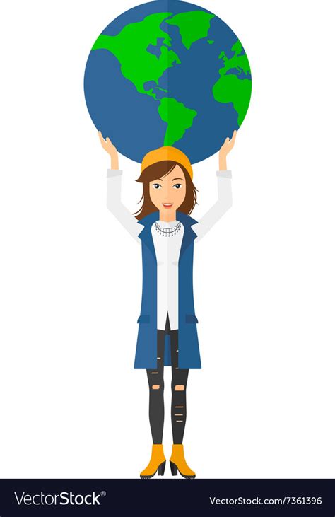 Woman Holding Globe Royalty Free Vector Image Vectorstock