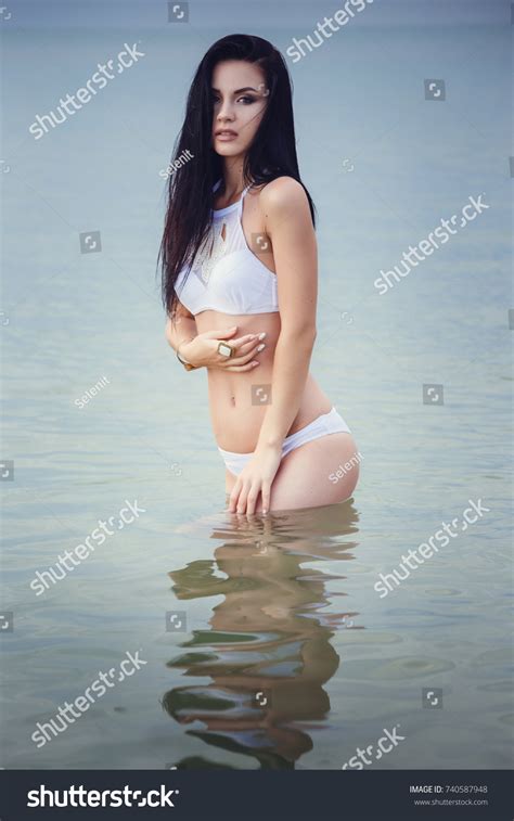 Adorable Sexy Girl Bikini Enjoying Summer Stock Photo