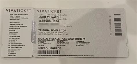 Biglietto Stadio Ticket Calcio Lazio Napoli Serie A Eur