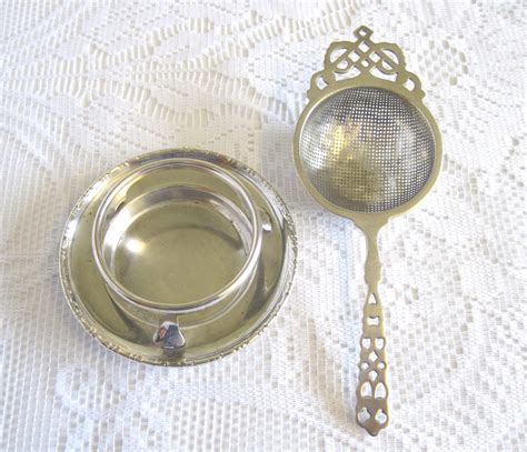 Vintage Silver Plated Tea Strainer And Drip Stand Haute Juice