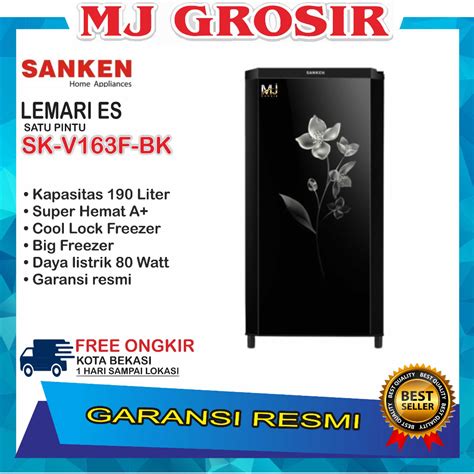 Jual KULKAS SANKEN SK V 163 FBK LEMARI ES 1 PINTU SK V163F BK 190 LITER