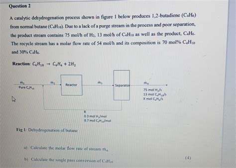 Solved A catalytic dehydrogenation process shown in figure 1 | Chegg.com