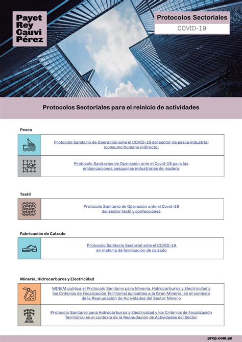 Pdf Protocolos Sectoriales Para El Reinicio De … Protocolos