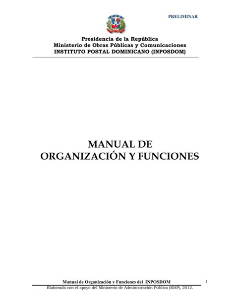 Manual De Organizaci N Y Funciones