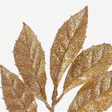 Gold Glitter Artificial Leaf Spray Anniversary 25th And 50th