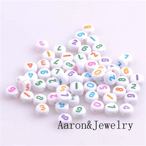 X Mm Pcs Mixed Color Acrylic Number Flat Round Spacer Beads Charms