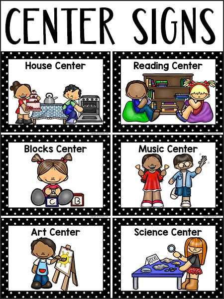 Center Signs For Preschool Pre K Classroom PreKinders - Free Printable