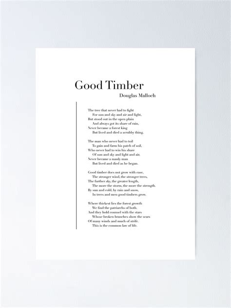 Good Timber By Douglas Malloch Poster For Sale By Wisemagpie Redbubble