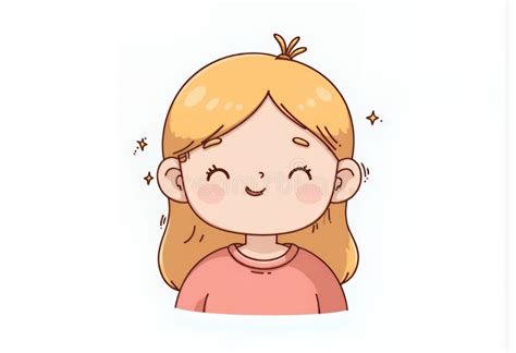 Cheerful Blonde Chibi Girl Korean Cartoon Style Illustration Pixel Art Happy Expression Rosy