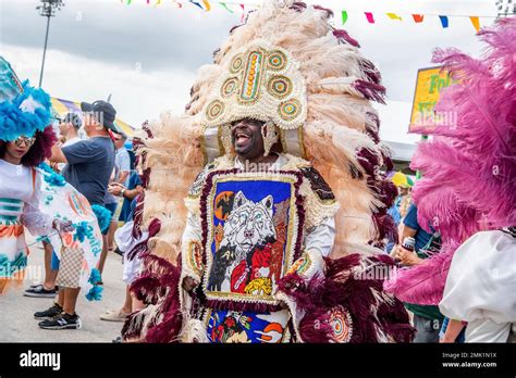 Members Of The Black Feathers And Wild Tchoupitoulas Mardi Gras Indians