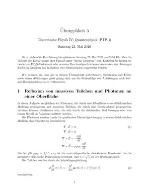 Uebung 03 mit loesung Übungen zur Quantenmechanik 1 mit Lösungen aus