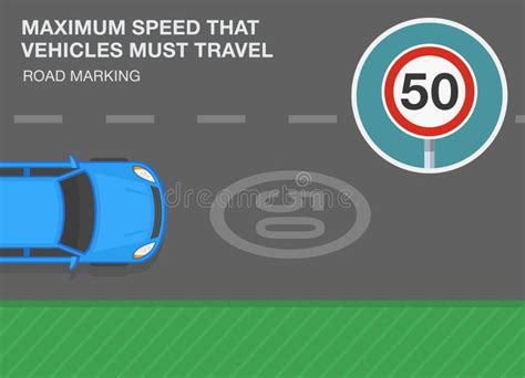 `Maximum Speed Limit that Vehicles Must Travel` Road Marking. Top View Stock Vector ...