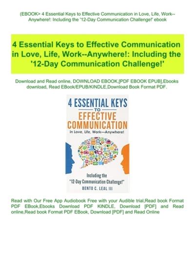 EBOOK 4 Essential Keys To Effective Communication In Love Life Work