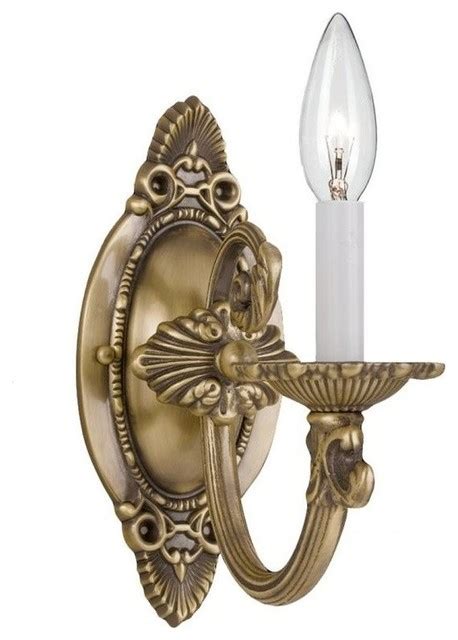 Crystorama Arlington 1 Light Antique Brass Sconce Victorian Wall