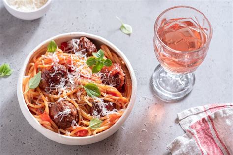 Spaghetti with Meatballs and Tomato Sauce Stock Photo - Image of ...