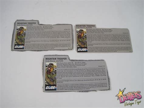1985 Hasbro Gi Joe Alpine Filecard Grey G72file