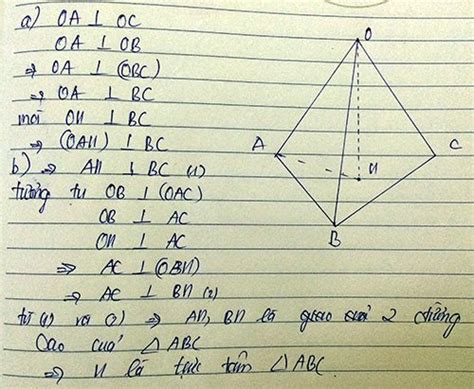 Cho tứ diện OABC có OA OB OC đôi một vuông góc với nhau Gọi H là