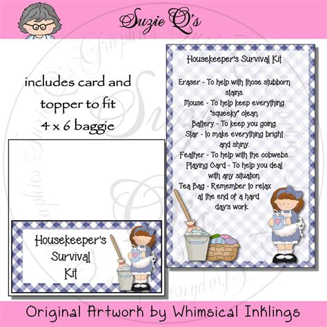 Housekeeper S Survival Kit Includes Topper And Card Etsy