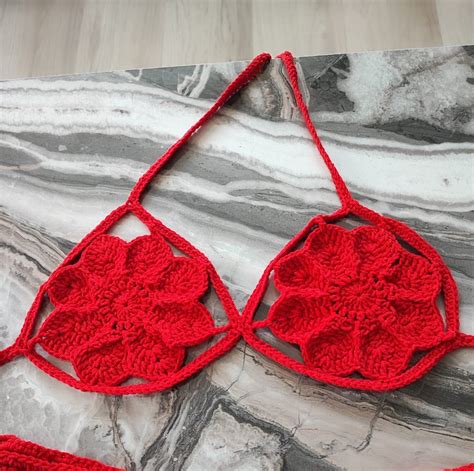 Crochet Bikini Flower Bikini Summer Bikini Beach Bikini Floral Bikini Handmade Bikini Top