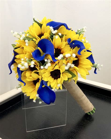 Sunflower Bridal Bouquet Sunflower And Calla Lily Bouquet Royal Blue